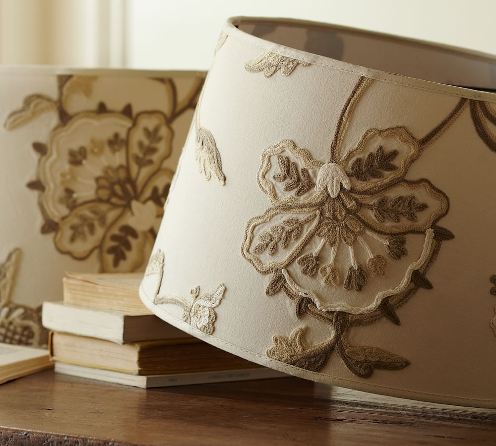 Crewel Embroidered Tapered Drum Lamp Shade Pottery Barn