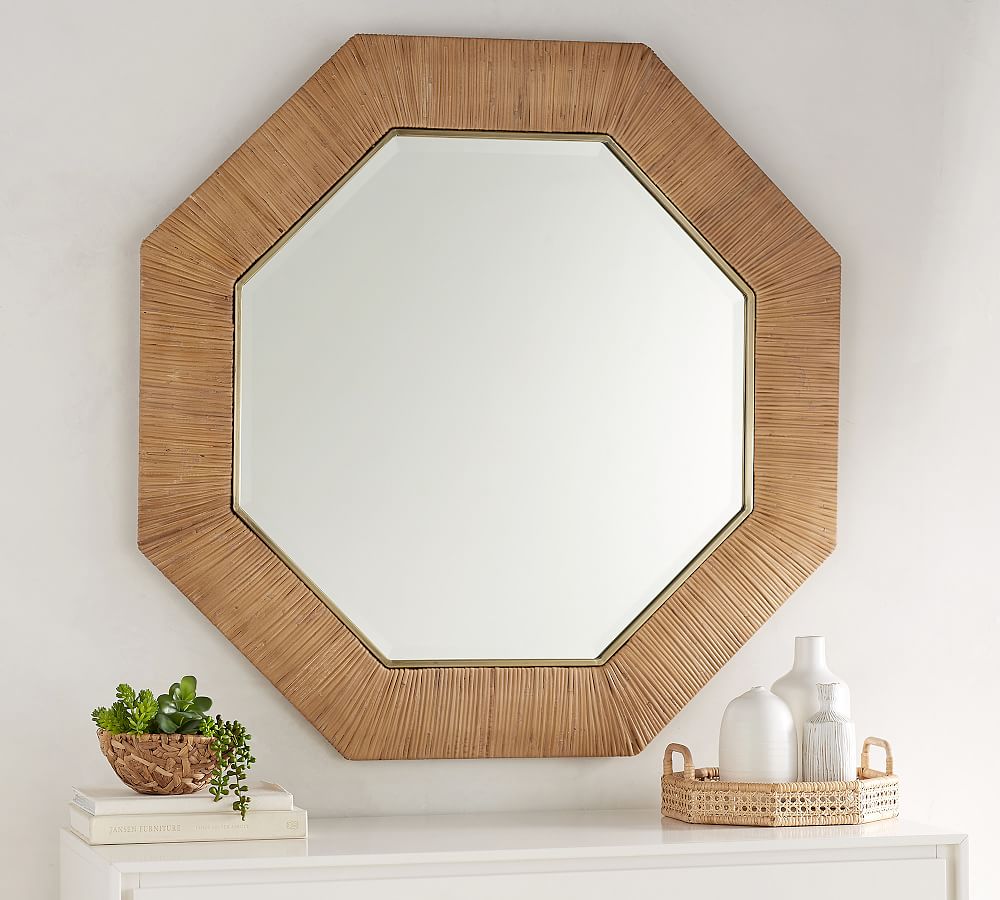 Sarah Bartholomew Octagonal Rattan Wall Mirror Pottery Barn