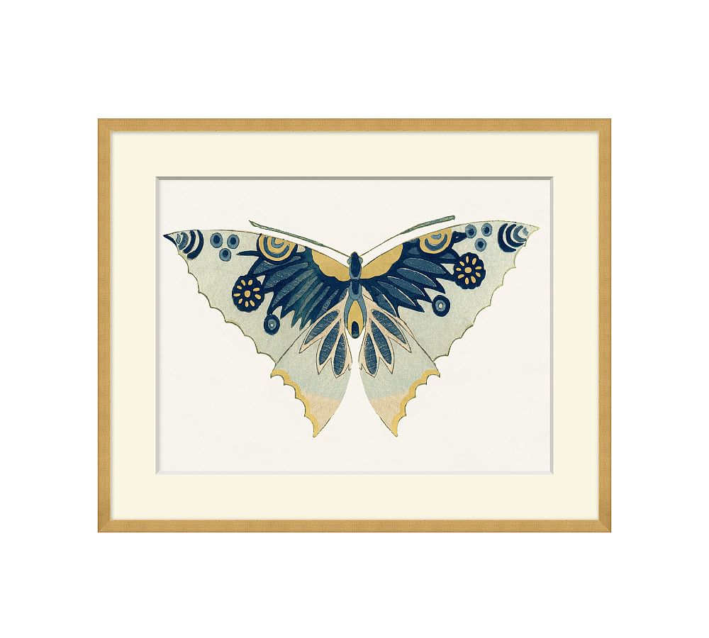 Blue & Gold Butterfly Framed Prints Pottery Barn