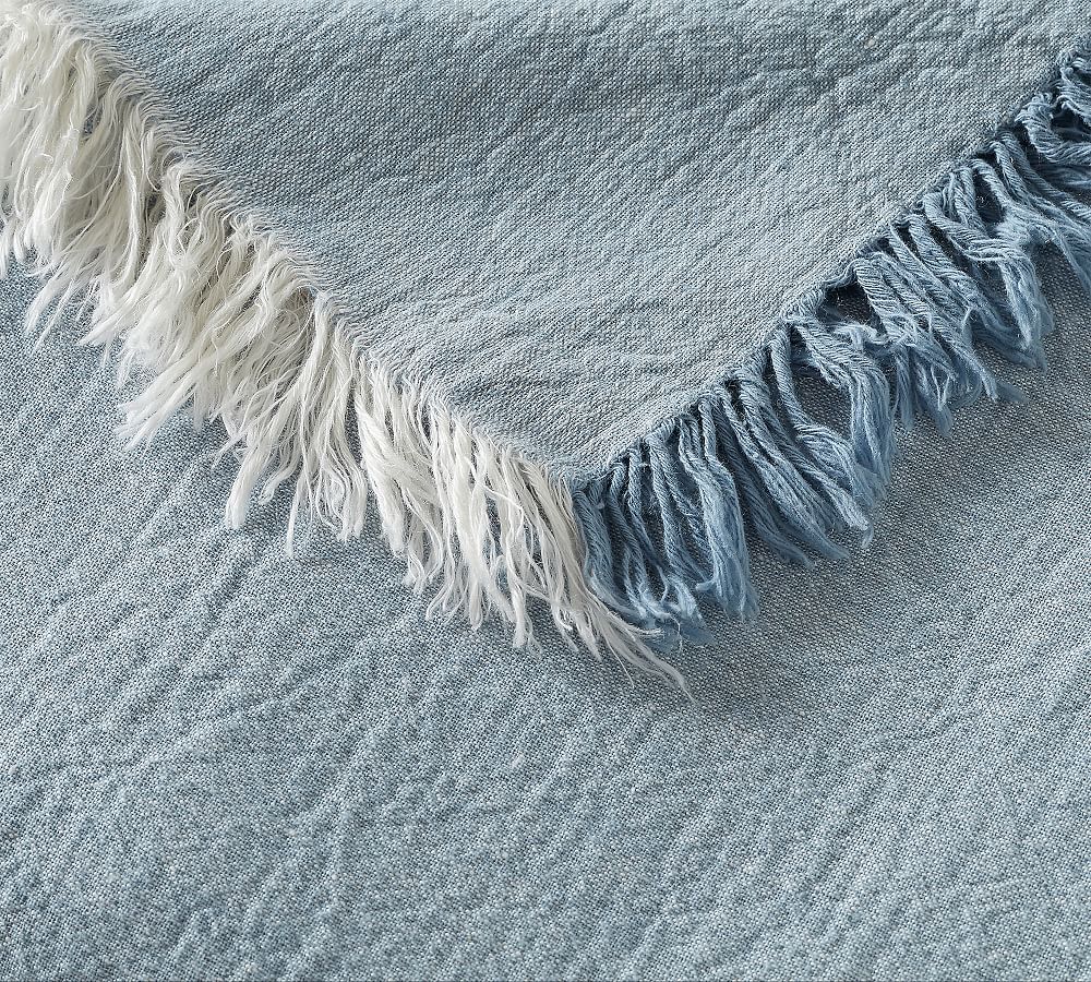 Oversized Fringe Linen Throw Blanket Pottery Barn