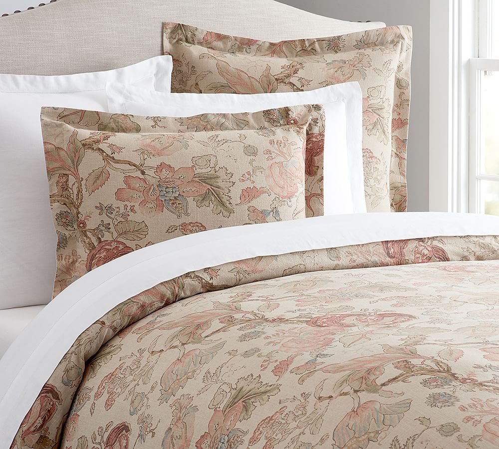 Grace Floral Texture Cotton Linen Blend Duvet Cover & Shams Pottery Barn