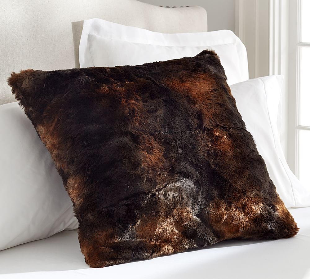 Faux Fur Throw Pillow Cover Brown Bear Pottery Barn