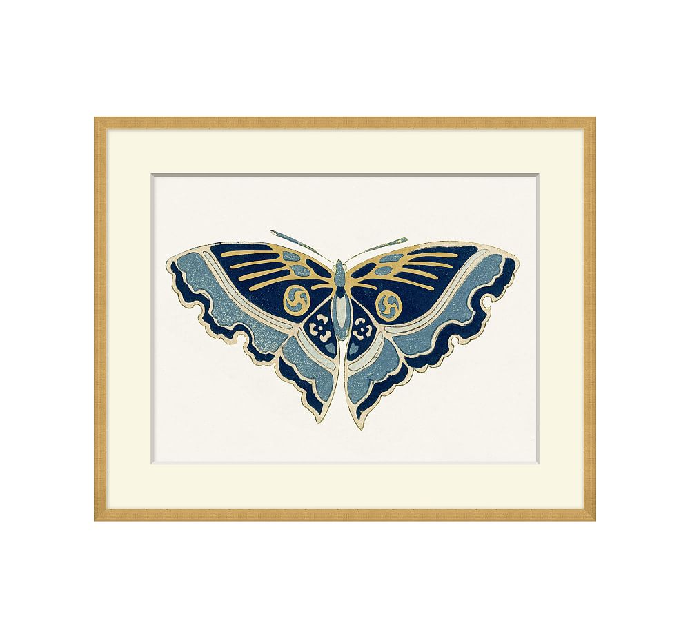 Blue & Gold Butterfly Framed Prints Pottery Barn