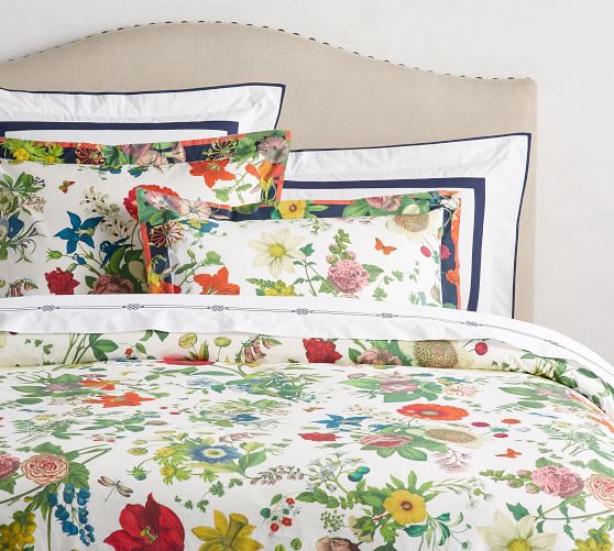 Bethany Floral Organic Print Duvet Cover Pottery Barn