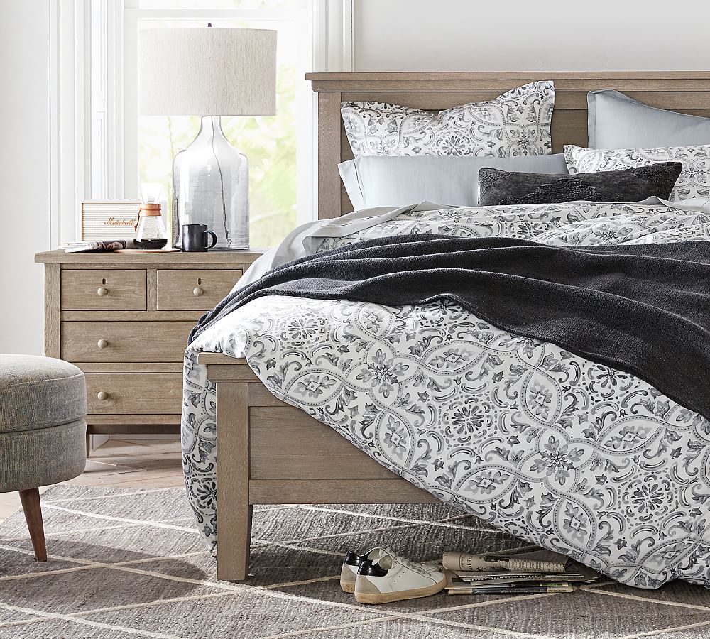 Selby Tile Print Tencel™ Pillow Sham Gray Pottery Barn