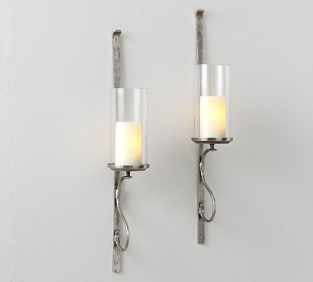 Artisanal WallMount Candle Holder Silver Pottery Barn