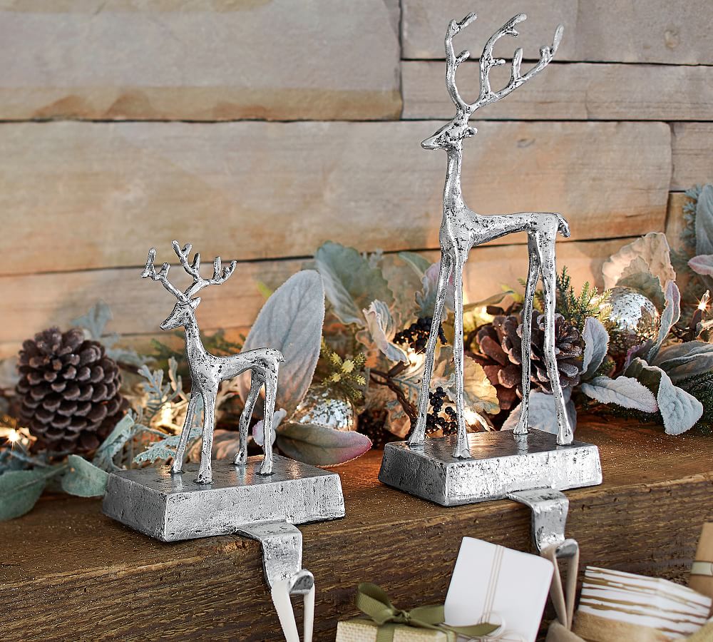 Pottery Barn Bronze Sculpted Reindeer - Small (8" H) - New In Box, Black