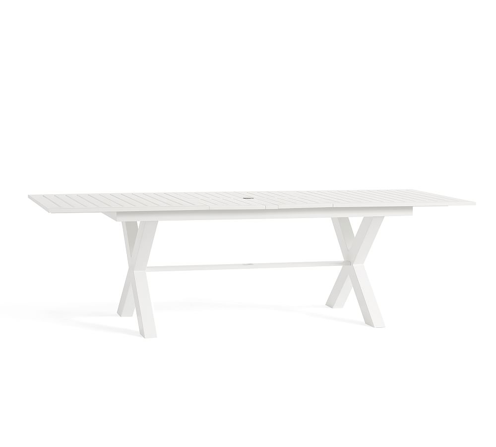 Indio 75.5" Metal XBase Extending Dining Table, White Pottery Barn