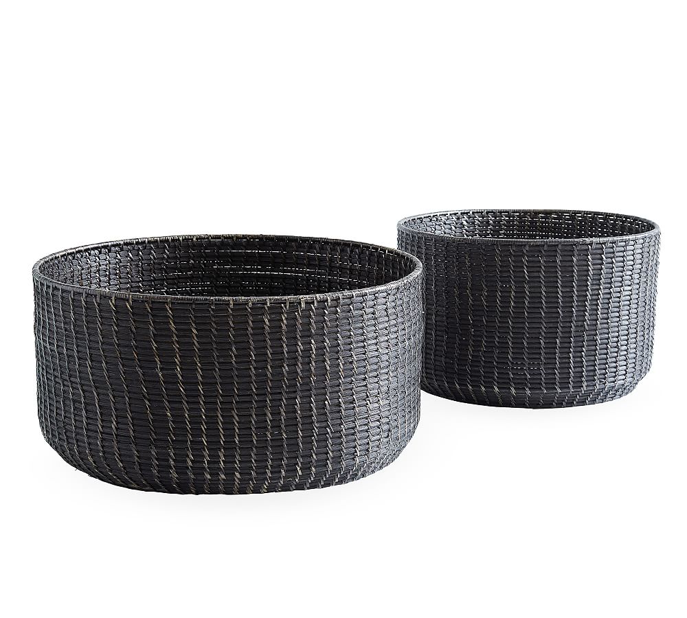 Garrett Woven Storage Baskets Black Pottery Barn