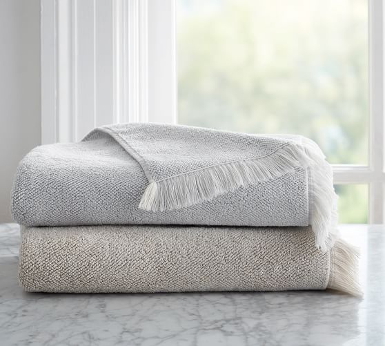Heather Fringed Bath Towels Pottery Barn