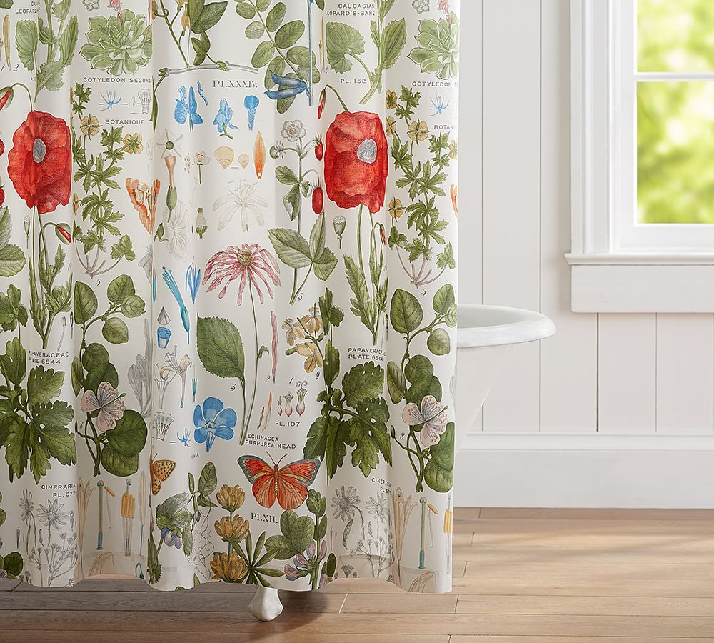 Poppy Botanical Organic Shower Curtain Pottery Barn