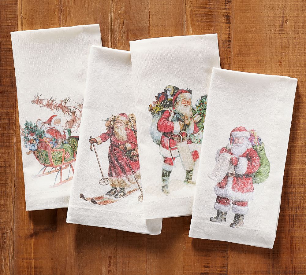 Nostalgic Santa Napkin, Mixed Set of 4 Pottery Barn