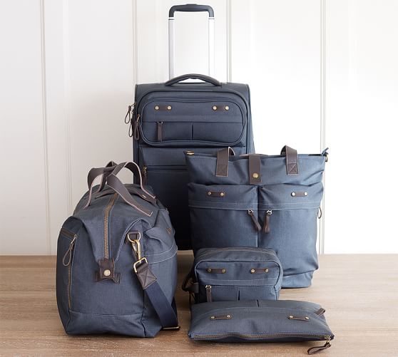 Jasper Blue Canvas Wheeled Luggage Pottery Barn