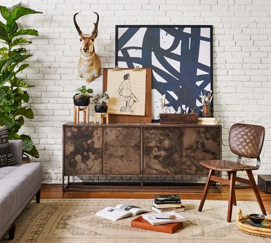 Roblar Quilted Leather Dining Chair, Set of 2 Pottery Barn