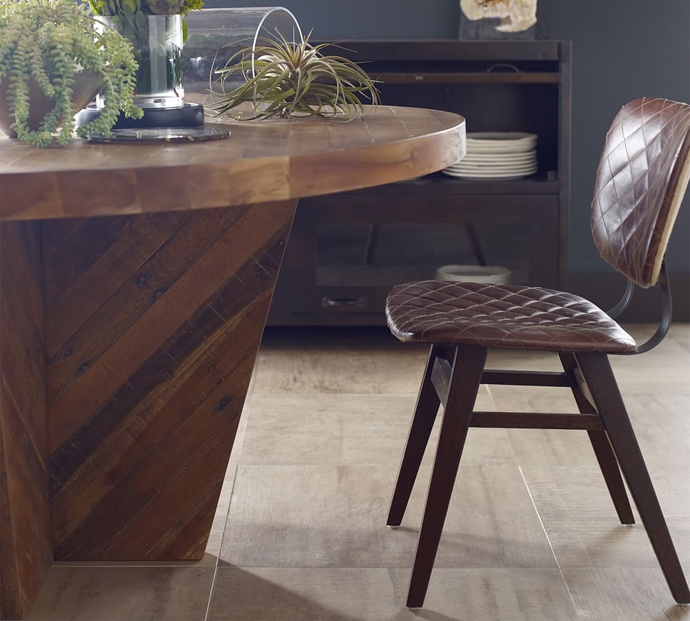 Roblar Quilted Leather Dining Chair, Set of 2 Pottery Barn