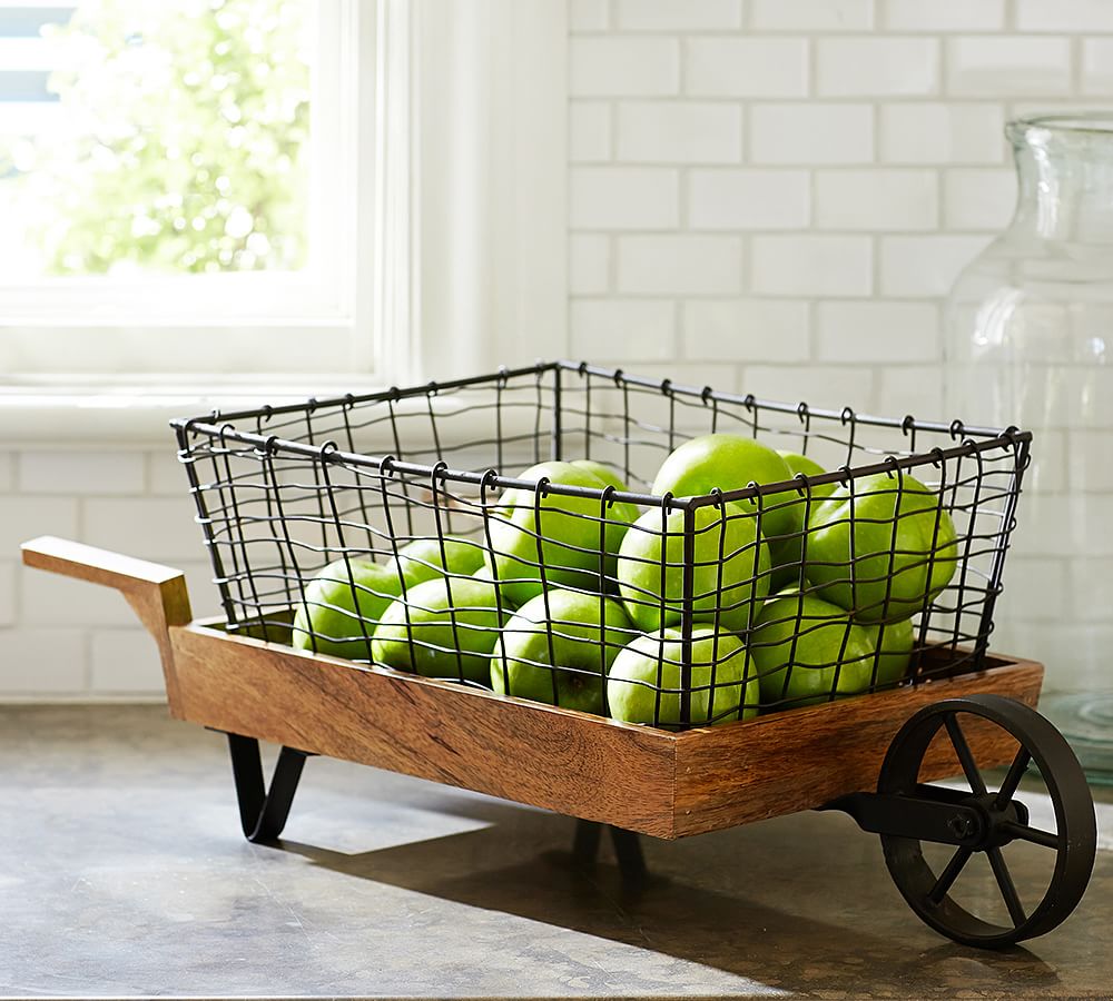 Vintage Blacksmith Wheelbarrow Storage Basket Kitchen Accessories