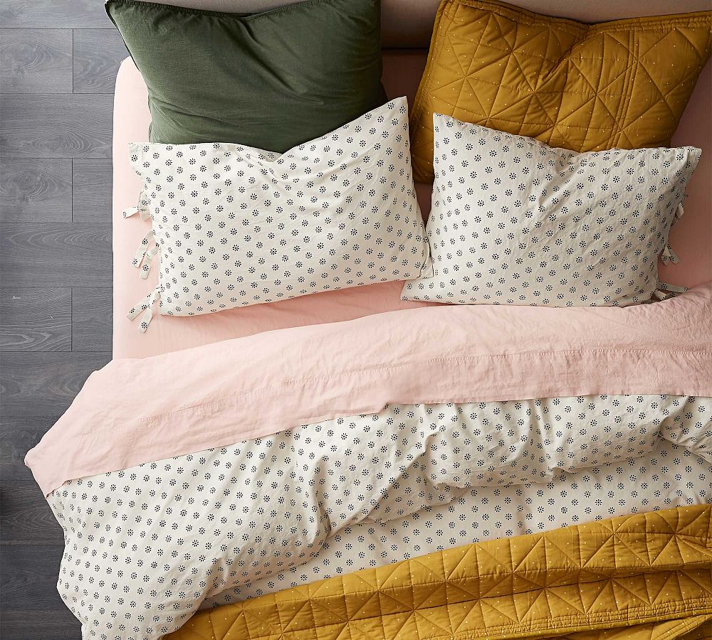 The Emily & Meritt Folk Dot Tumbled Organic Cotton Duvet Cover & Shams