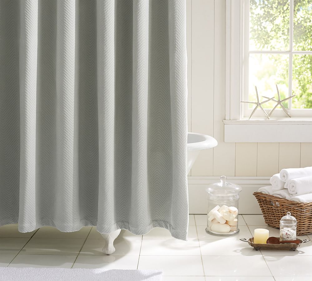 Chevron Matelasse Cotton Shower Curtain | Pottery Barn