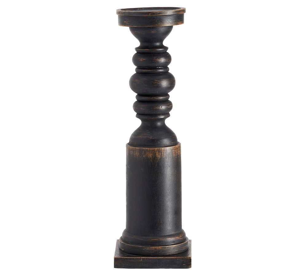 Painted Carved Wood Pillar Holders Black Candle Holder Pottery Barn