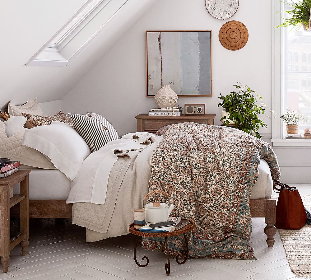 Multi Selena Kalamkari Cotton Patterned Duvet Cover & Sham Pottery Barn