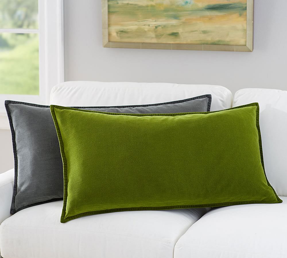 Oversized Washed Velvet Lumbar Decorative Pillow Cover Pottery Barn