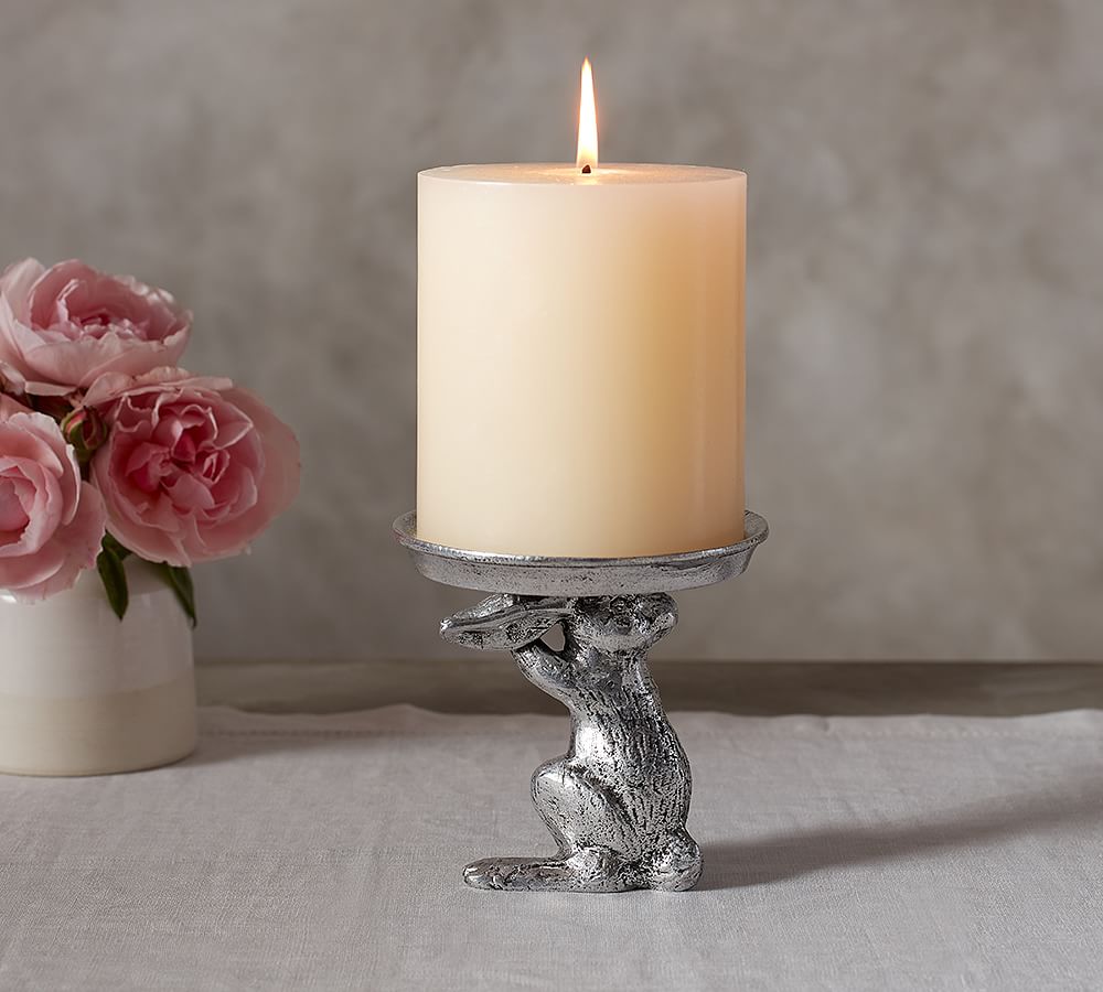 Nickel Bunny Pillar Holder Candle Holder Pottery Barn