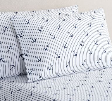 Anchor Stripe Organic Sheet Set | Pottery Barn