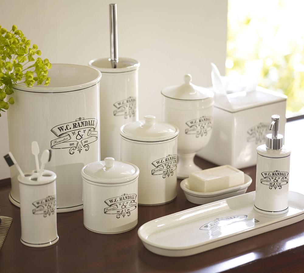 Black & White Apothecary Bath Accessories Pottery Barn