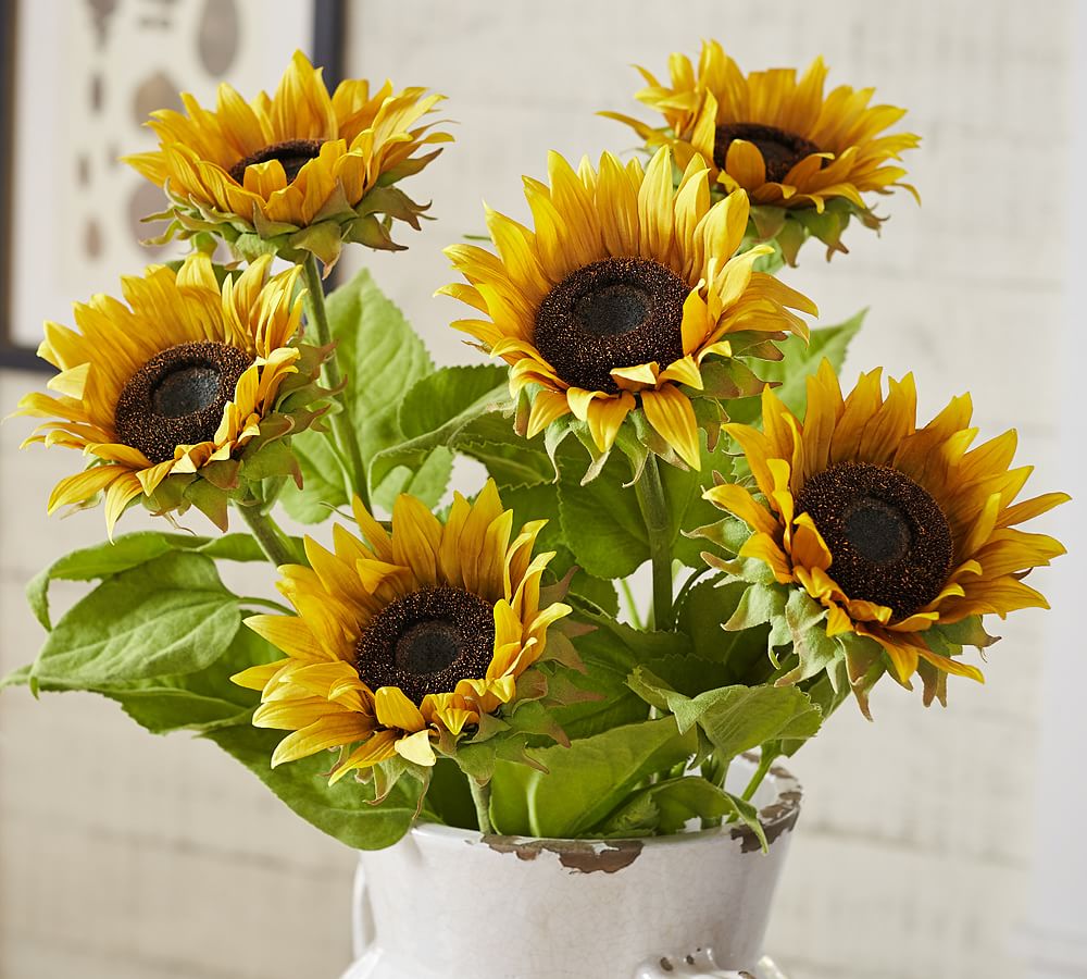 Faux Sunflower Stem Artificial Flowers Pottery Barn