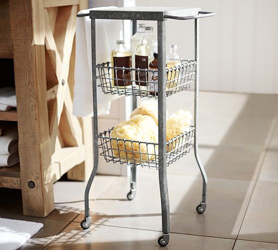 Galvanized Metal Floor Storage Pottery Barn