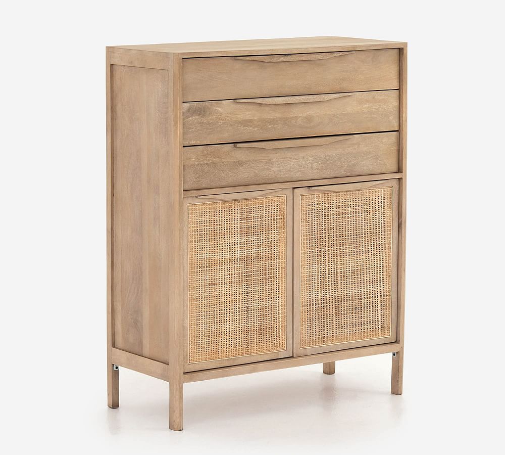 Dolores Cane 3-Drawer Tall Dresser | Pottery Barn
