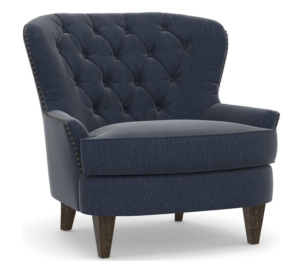 Cardiff Tufted Upholstered Armchair with Nailheads, Polyester Wrapped