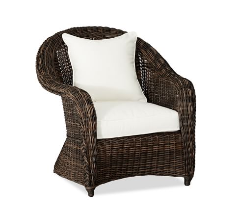 Torrey All-Weather Wicker Roll Arm Lounge Chair with Cushion, Espresso