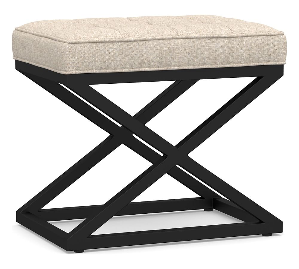 Kirkham Tufted Upholstered Stool | Pottery Barn