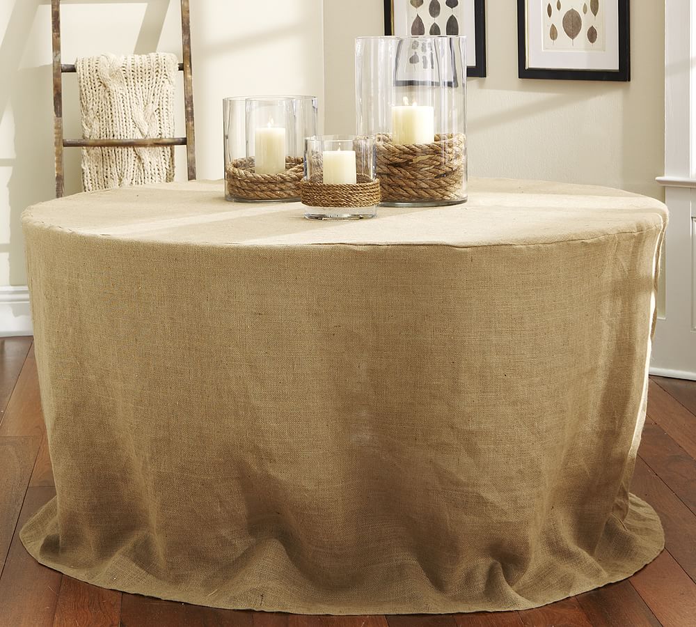 PB Prop Collection Burlap Table Overlay Pottery Barn