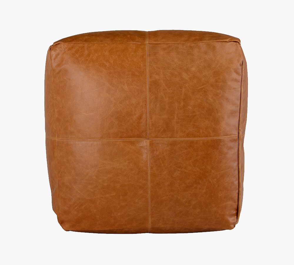 Gaona Leather Pouf Pottery Barn