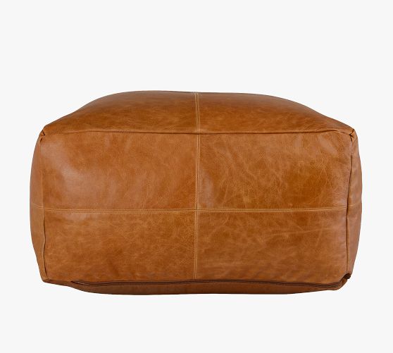 Gaona Leather Pouf Pottery Barn