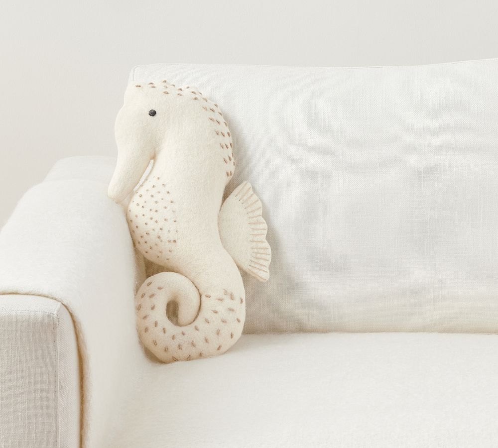 Seahorse HandStitched Shaped Throw Pillow Pottery Barn