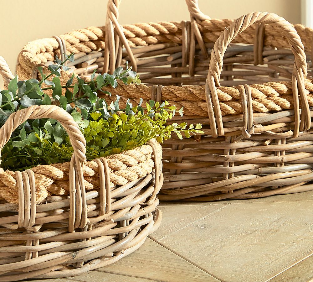 Asheville Rattan Baskets Set of 2 Pottery Barn