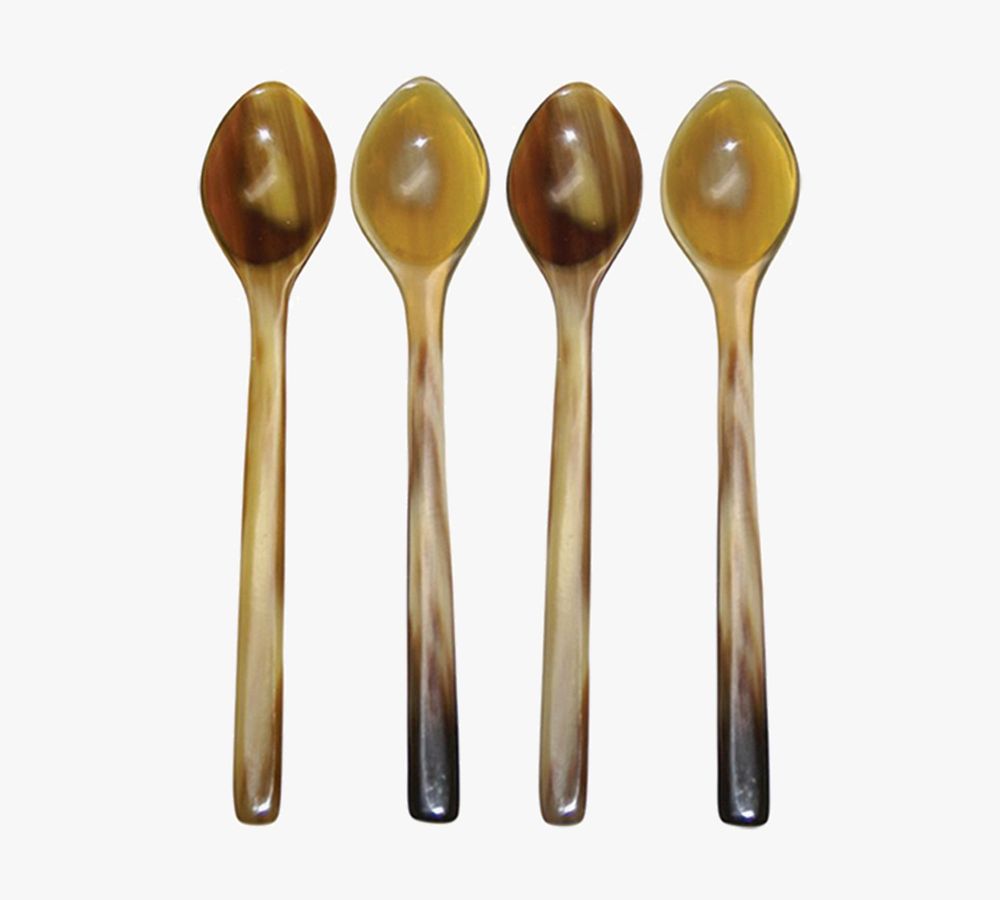 Horn Handcrafted Condiment Spoons Set of 4 Pottery Barn