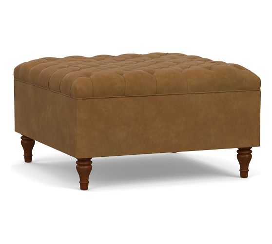 Leather Top Grain Ottoman Pottery Barn