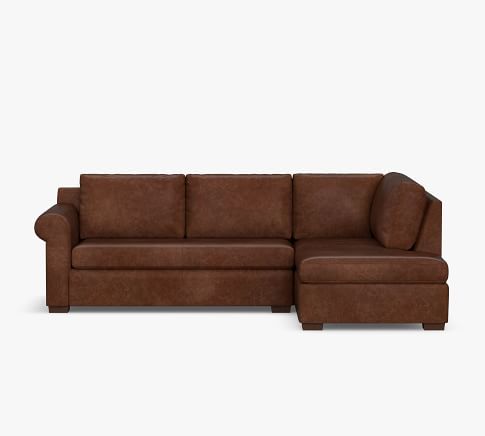 Shasta Square Arm Leather Return Bumper Sectional | Pottery Barn