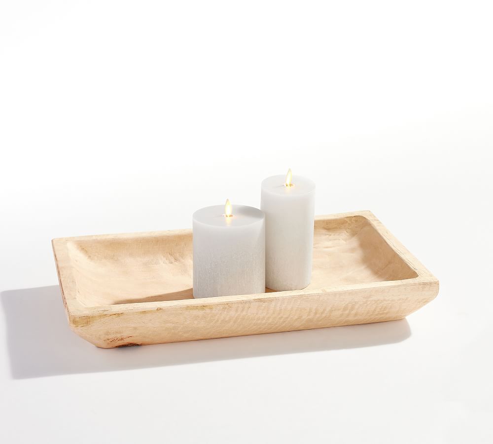 Rediscovered Natural Handcrafted Wooden Candle Trays Pottery Barn