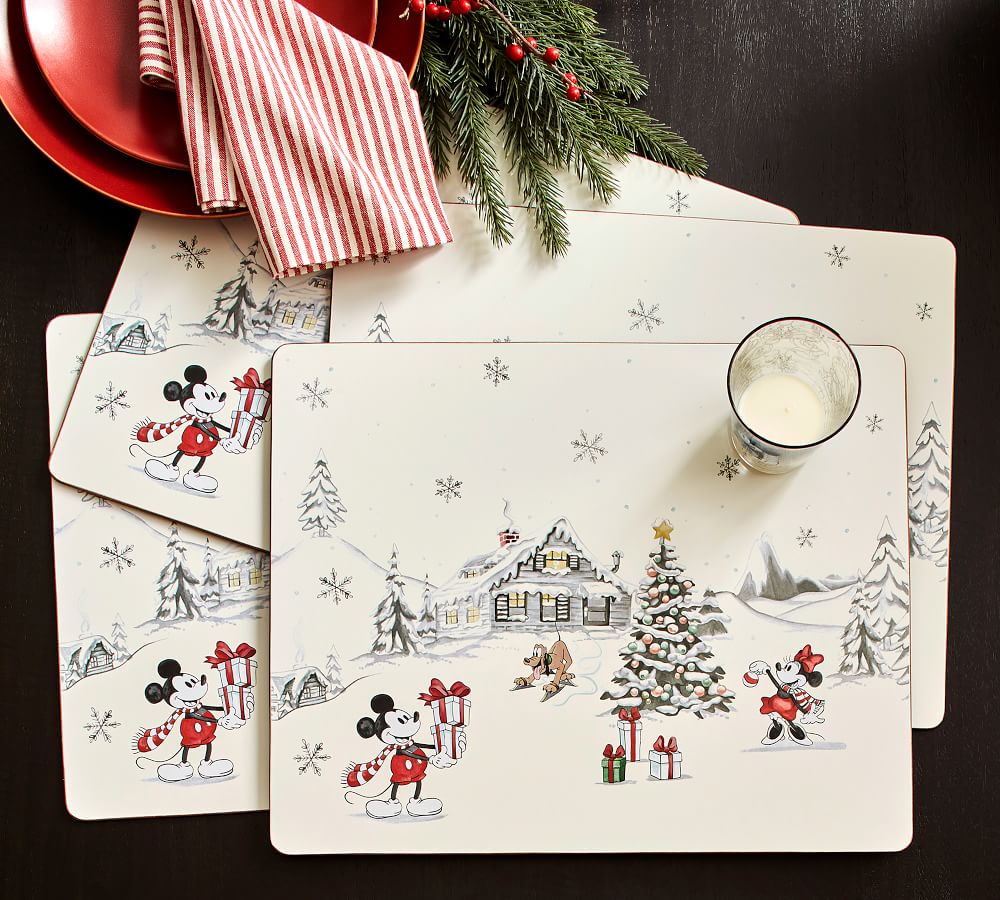 blik Svømmepøl pølse Disney Mickey Mouse Holiday Cork Placemats - Set of 4 | Pottery Barn