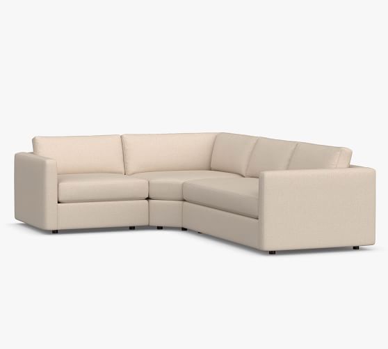 Carmel Square Slim Arm Upholstered 3-Piece Wedge Sectional | Pottery Barn