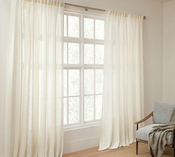 Shadow Stripe Sheer Curtain | Pottery Barn