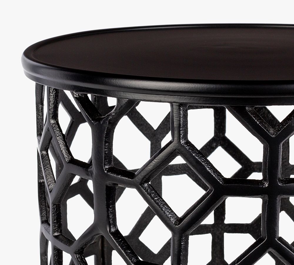 Zelle Round Metal Accent Table Pottery Barn