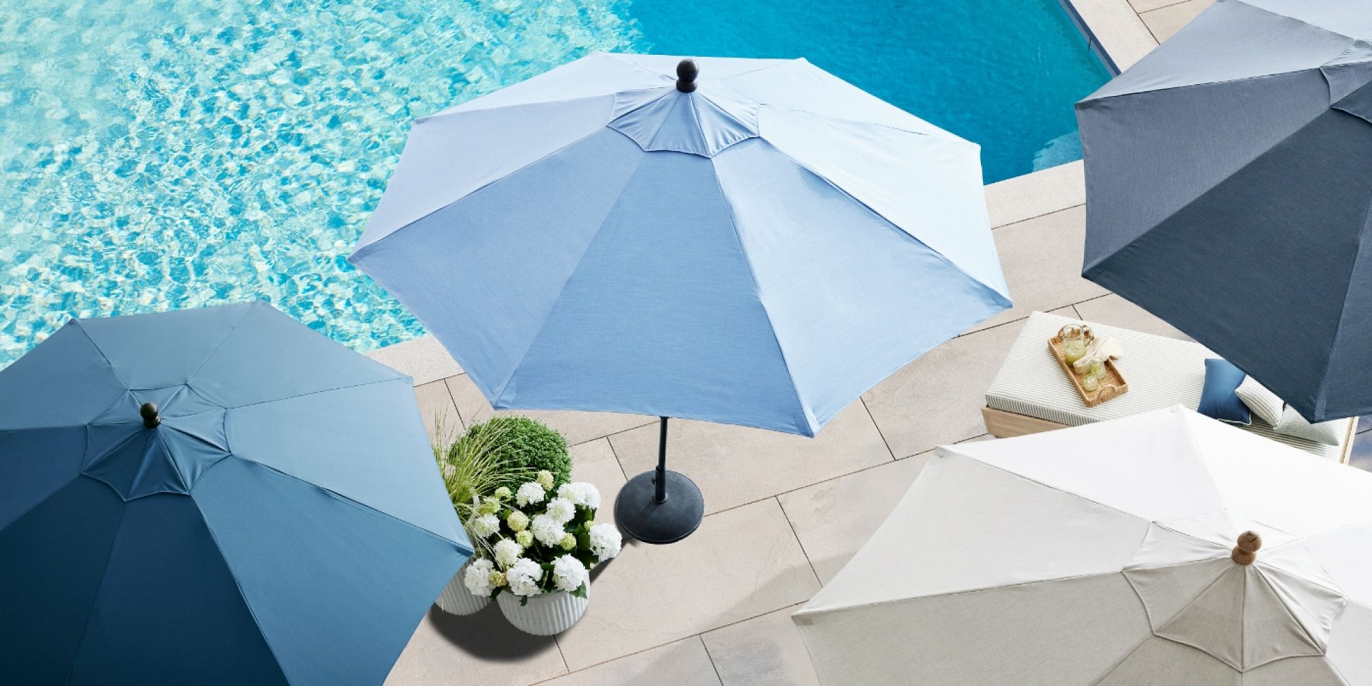 Premium Sunbrella® Round Umbrella Outdoor Umbrellas Pottery Barn