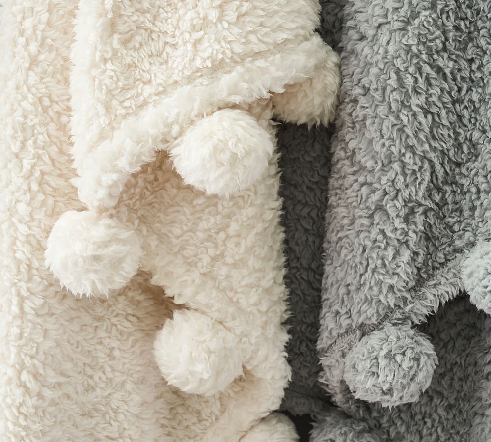 Cozy Pom Pom Sherpa Throw Blanket Pottery Barn