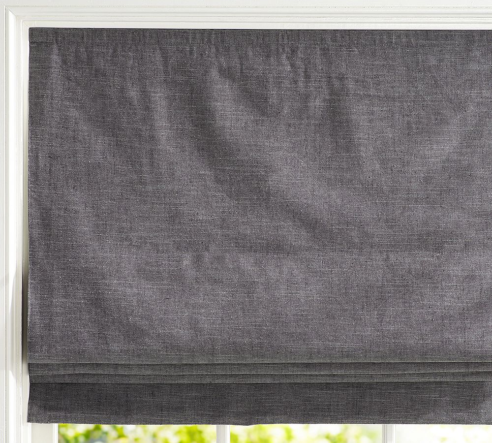 Emery Linen Cordless Roman Blackout Shade | Pottery Barn